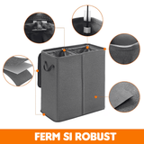 Coș de Rufe Dublu, 136L, Pliabil cu 2 Compartimente, Saci Detașabili, 60x35x65 cm