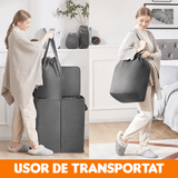 Coș de Rufe Dublu, 136L, Pliabil cu 2 Compartimente, Saci Detașabili, 60x35x65 cm