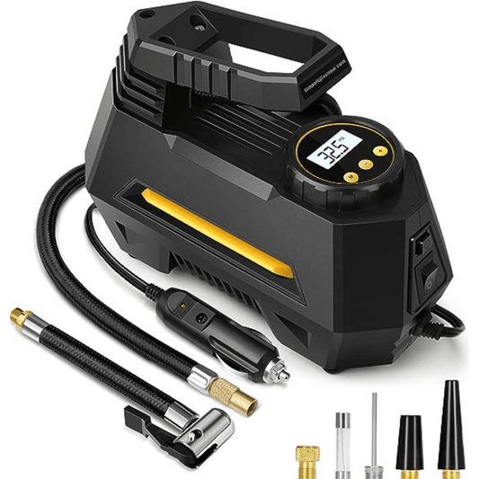 Compresor Auto Portabil 12V DC, Manometru Digital, 100 PSI, 6.9 Bari, cu Lumina LED de Urgență – Ideal pentru Auto, Biciclete, Moto, Saltele și Baloane