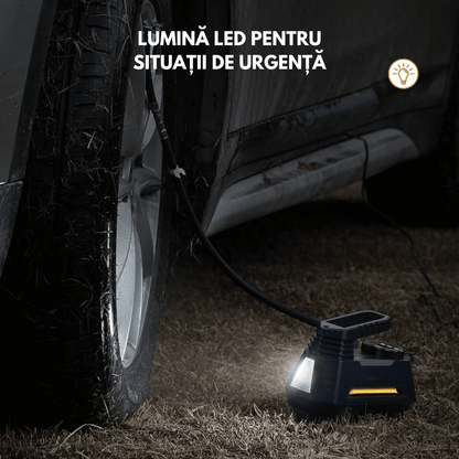 Compresor Auto Portabil 12V DC, Manometru Digital, 100 PSI, 6.9 Bari, cu Lumina LED de Urgență – Ideal pentru Auto, Biciclete, Moto, Saltele și Baloane