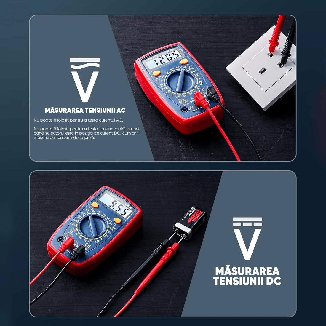 Multimetru Digital pentru Tensiune, Curent, Rezistență și Continuitate