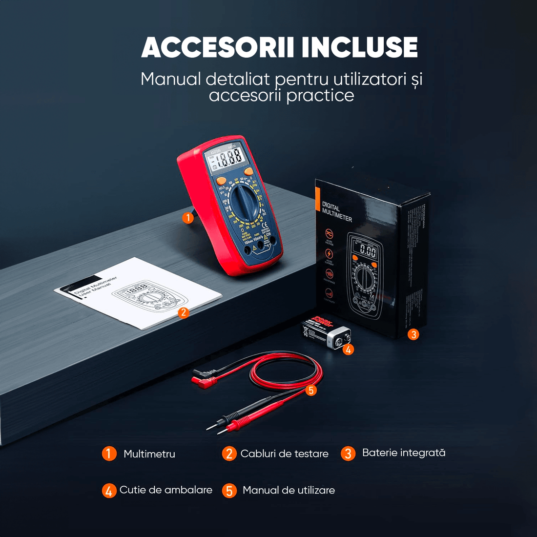 Multimetru Digital pentru Tensiune, Curent, Rezistență și Continuitate