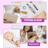 Freza Unghii Profesionala Elindor® cu Fir pentru Manichiura si Pedichiura, 20000 RPM, 6 Capete Pila, 36 Benzi Slefuire, Portabila, Gri