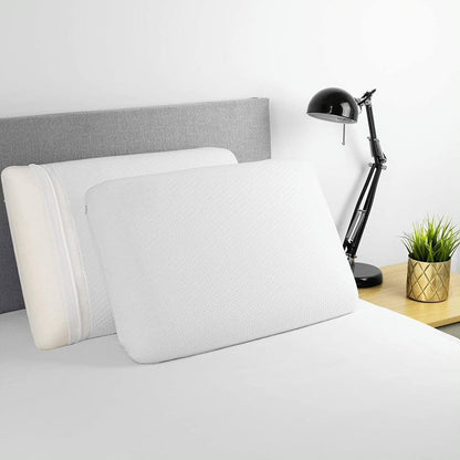 Pernă Ortopedică Memory Foam, Suport Gât și Cervical, Husa Detasabilă, Design Ventilat, 60x40x12 cm, Alb