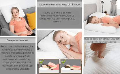 Pernă Ortopedică Memory Foam, Suport Gât și Cervical, Husa Detasabilă, Design Ventilat, 60x40x12 cm, Alb