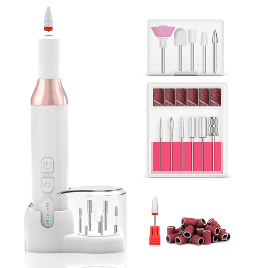 Freză unghii profesională wireless, 18.000 RPM, 3 viteze, 12 capete, 36 benzi de șlefuire, design ergonomic