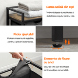 Coș de Rufe Dublu cu Sertar, 95L, Raft Superior, Saculețe Detașabile, 76 x 33.5 x 72 cm, Negru