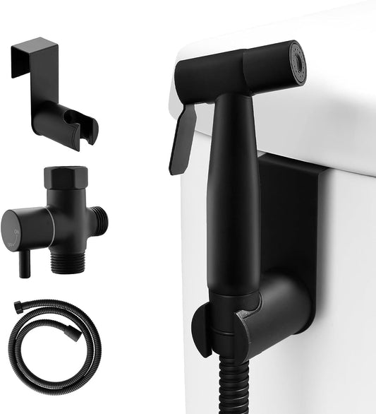 Set Duș Igienic pentru Igienă Intimă, Baterie Bideu și WC, Oțel Inoxidabil, Negru