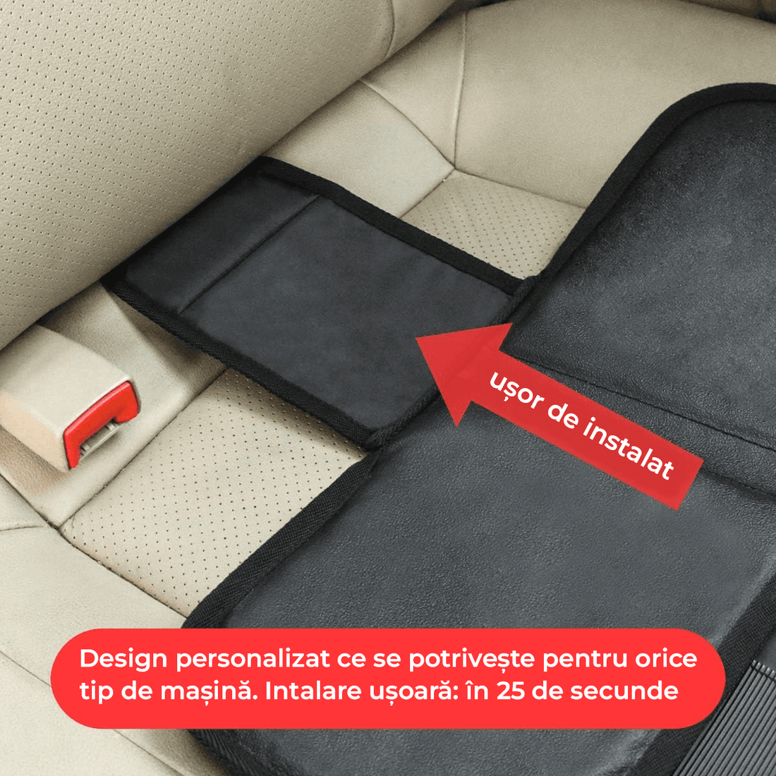 Husă de Protecție pentru Șezut Scaun Auto ISOFIX, Impermeabilă, cu 3 Buzunare din Plasă, Universală, Neagră