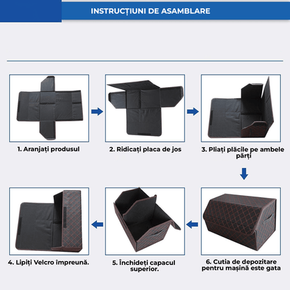Organizator Portbagaj Auto Premium, Multifuncțional, 66 cm, Pliabil, Negru/Roșu