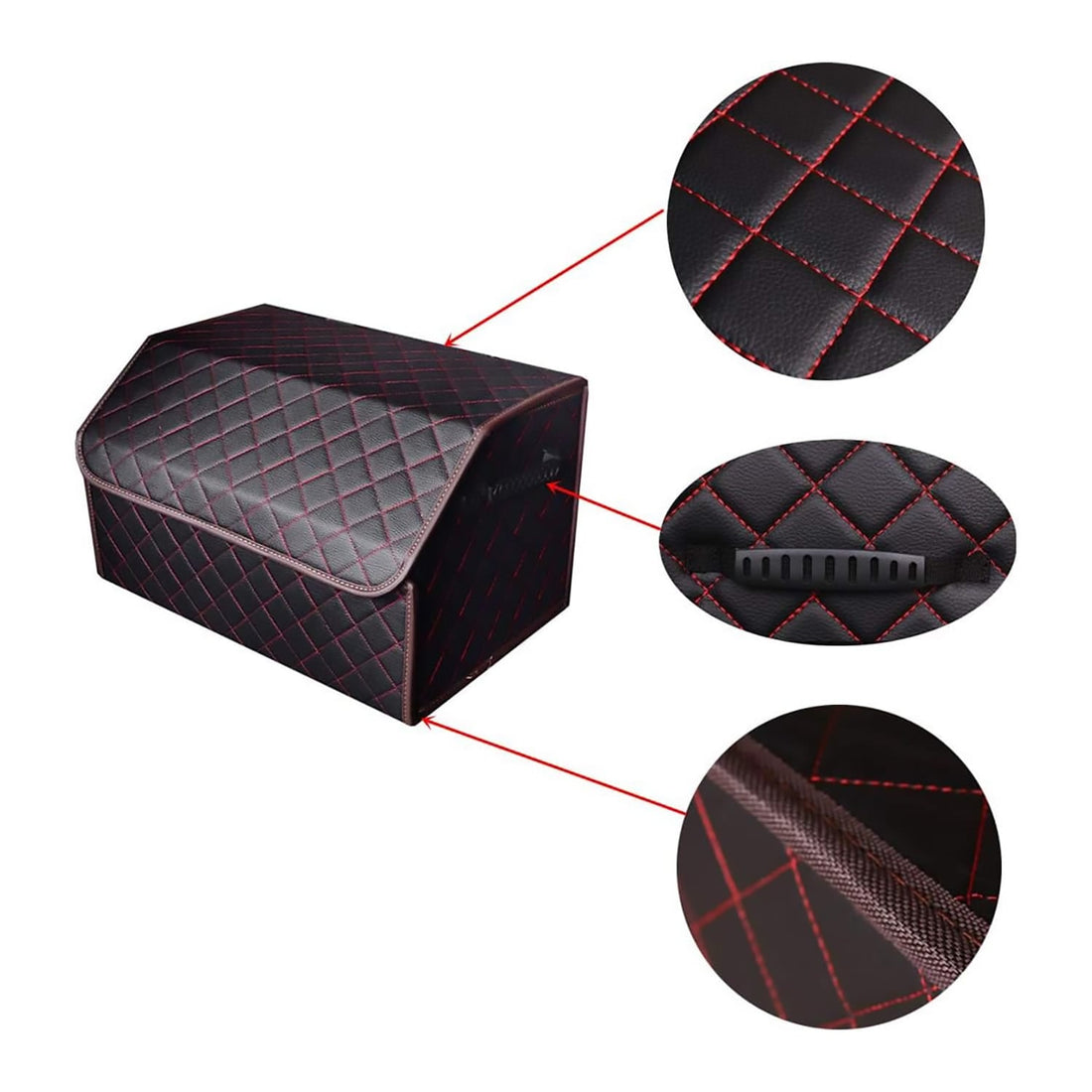 Organizator Portbagaj Auto Premium, Multifuncțional, 66 cm, Pliabil, Negru/Roșu