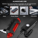 Set Lumini Bicicletă: Față IPX6 cu 3 Moduri & Flash Nocturn, Spate LED