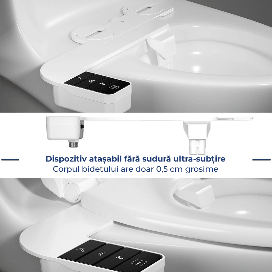 Bideu Retractabil pentru Toaletă cu Auto-Curățare, Control de Presiune, Igienă Personală, Alb