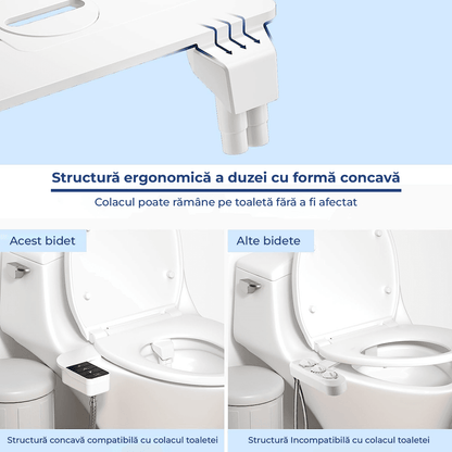 Bideu Retractabil pentru Toaletă cu Auto-Curățare, Control de Presiune, Igienă Personală, Alb