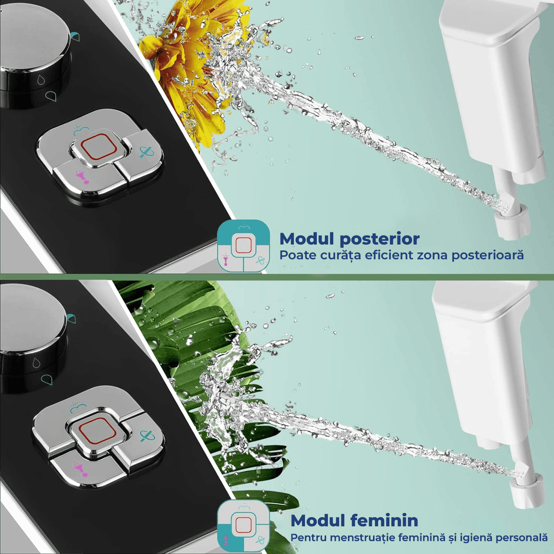 Bideu Retractabil pentru Toaletă cu Auto-Curățare, Control de Presiune, Igienă Personală, Negru