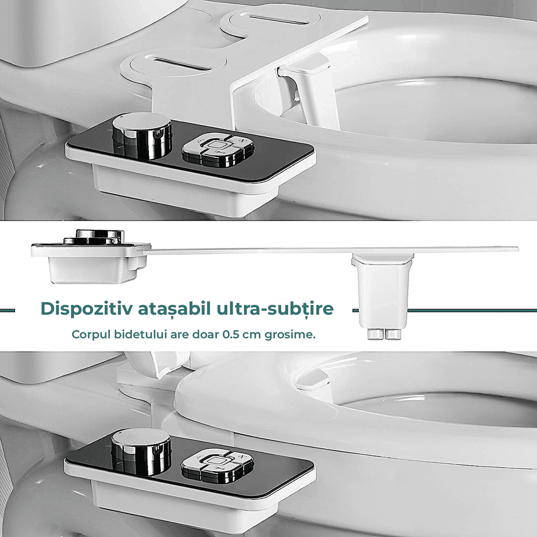 Bideu Retractabil pentru Toaletă cu Auto-Curățare, Control de Presiune, Igienă Personală, Negru