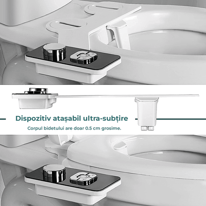 Bideu Retractabil pentru Toaletă cu Auto-Curățare, Control de Presiune, Igienă Personală, Negru