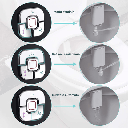 Bideu Retractabil pentru Toaletă cu Auto-Curățare, Control de Presiune, Igienă Personală, Negru