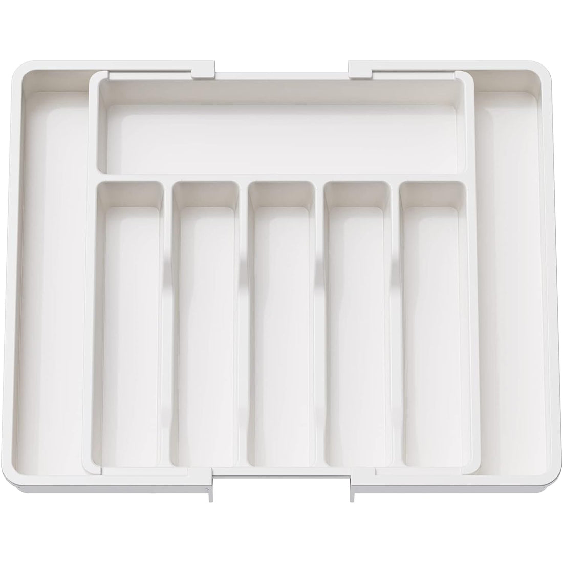 Organizator Tacâmuri Extensibil, Suport Ajustabil pentru Tacâmuri și Cuțite, Spațios, Alb