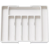 Organizator Tacâmuri Extensibil, Suport Ajustabil pentru Tacâmuri și Cuțite, Spațios, Alb