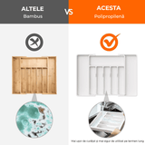 Organizator Tacâmuri Extensibil, Suport Ajustabil pentru Tacâmuri și Cuțite, Spațios, Alb