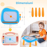 Tabla magnetică de desen pentru copii, masă de desenat, jucărie educativă, 4 culori, 25 cm, Albastru.