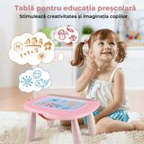 Tabla magnetică de desen pentru copii, masă de desenat, jucărie educativă, roz.