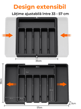Organizator Tacâmuri Extensibil, Suport Ajustabil pentru Tacâmuri și Cuțite, Spațios, Negru