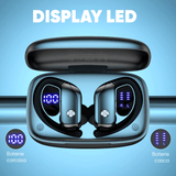 Căști Wireless Sport, Bluetooth 5.0, IPX5, LED, 48h Autonomie, Microfon, Universale, Negru