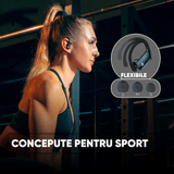 Căști Wireless Sport, Bluetooth 5.0, IPX5, LED, 48h Autonomie, Microfon, Universale, Negru