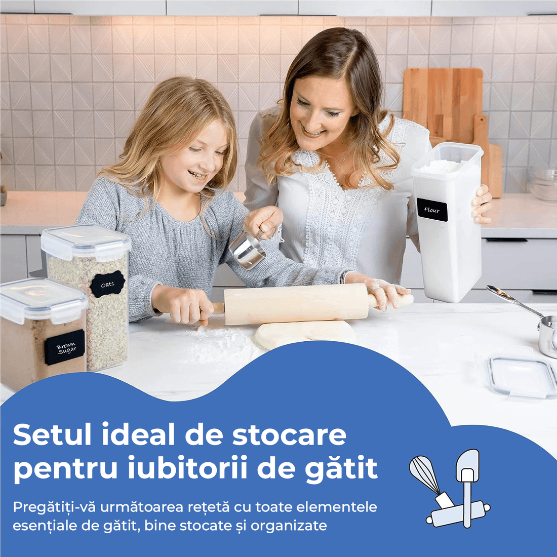 Set 24 Recipiente pentru Alimente, Închidere Ermetică, Fără BPA, Etichete, Marker și Linguri