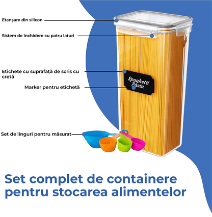 Set 24 Recipiente pentru Alimente, Închidere Ermetică, Fără BPA, Etichete, Marker și Linguri
