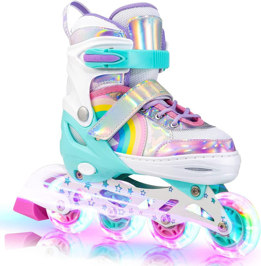 Role Reglabile M 32-37, Roți Luminoase Silicon, Rulmenți ABEC-7, Model Unicorn