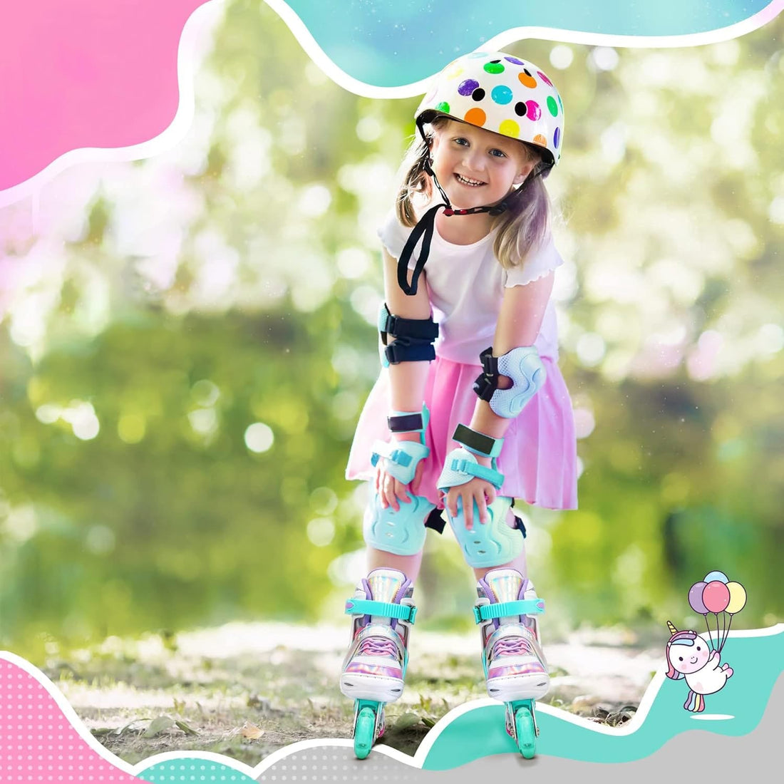 Role Reglabile L 38-41, Roți Luminoase Silicon, Rulmenți ABEC-7, Model Unicorn