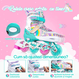 Role Reglabile L 38-41, Roți Luminoase Silicon, Rulmenți ABEC-7, Model Unicorn