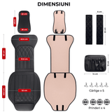 Set 2 Huse Impermeabile pentru Scaune Auto, cu Buzunar și Pernuțe pentru Centura de Siguranță, Negru