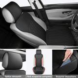 Set 2 Huse Impermeabile pentru Scaune Auto, cu Buzunar și Pernuțe pentru Centura de Siguranță, Negru