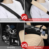 Set 2 Huse Impermeabile pentru Scaune Auto, cu Buzunar de Depozitare și Pernițe pentru Centura de Siguranță, Beige