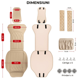 Set 2 Huse Impermeabile pentru Scaune Auto, cu Buzunar de Depozitare și Pernițe pentru Centura de Siguranță, Beige