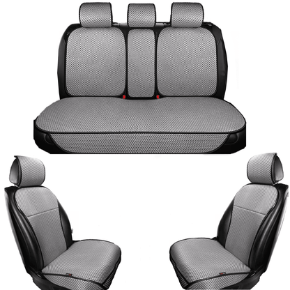 Set Complet Huse pentru Scaune Auto, Fata și Spate, Elegante și Respirabile, Compatibile Airbag, Gri