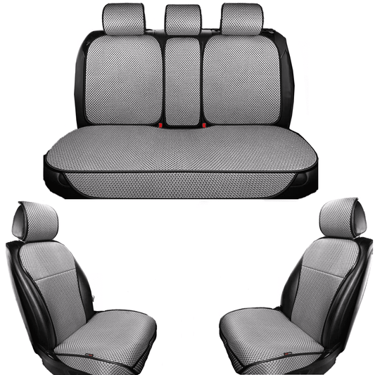 Set Complet Huse pentru Scaune Auto, Fata și Spate, Elegante și Respirabile, Compatibile Airbag, Gri