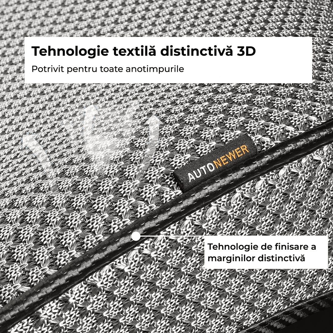 Set Complet Huse pentru Scaune Auto, Fata și Spate, Elegante și Respirabile, Compatibile Airbag, Gri