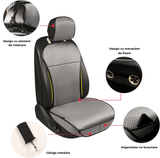 Set Complet Huse pentru Scaune Auto, Fata și Spate, Elegante și Respirabile, Compatibile Airbag, Gri