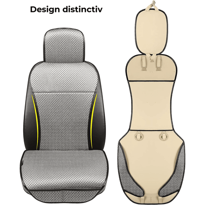 Set Complet Huse pentru Scaune Auto, Fata și Spate, Elegante și Respirabile, Compatibile Airbag, Gri