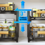 Organizator Bucătărie-Baie, Raft Metalic 2 Nivele cu Coșuri Culisante, Negru