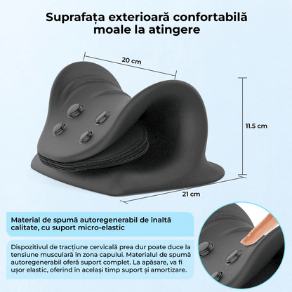 Perna Relaxantă pentru Gât și Umeri, Reglabilă cu Pernă de Aer, Masaj și Tracțiune Cervicală, Neagră