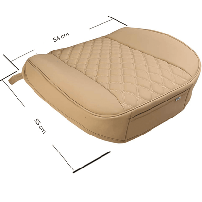 Husa scaun auto, universala, 54 x 53 cm, ofera protectie pentru sezut scaun fata, anti-alunecare, model matlasat, piele PU, design elegant cu buzunar pentru depozitare, Bej