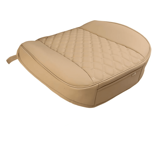 Husă Auto Universală 51 x 52 cm, Anti-Alunecare, Piele PU Matlasată, Design Elegant cu Buzunar de Depozitare, Bej.