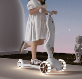 Trotinetă Copii 2 în 1 cu Șezut, Roți Luminoase, 1-5 Ani, 60 kg, Alb.