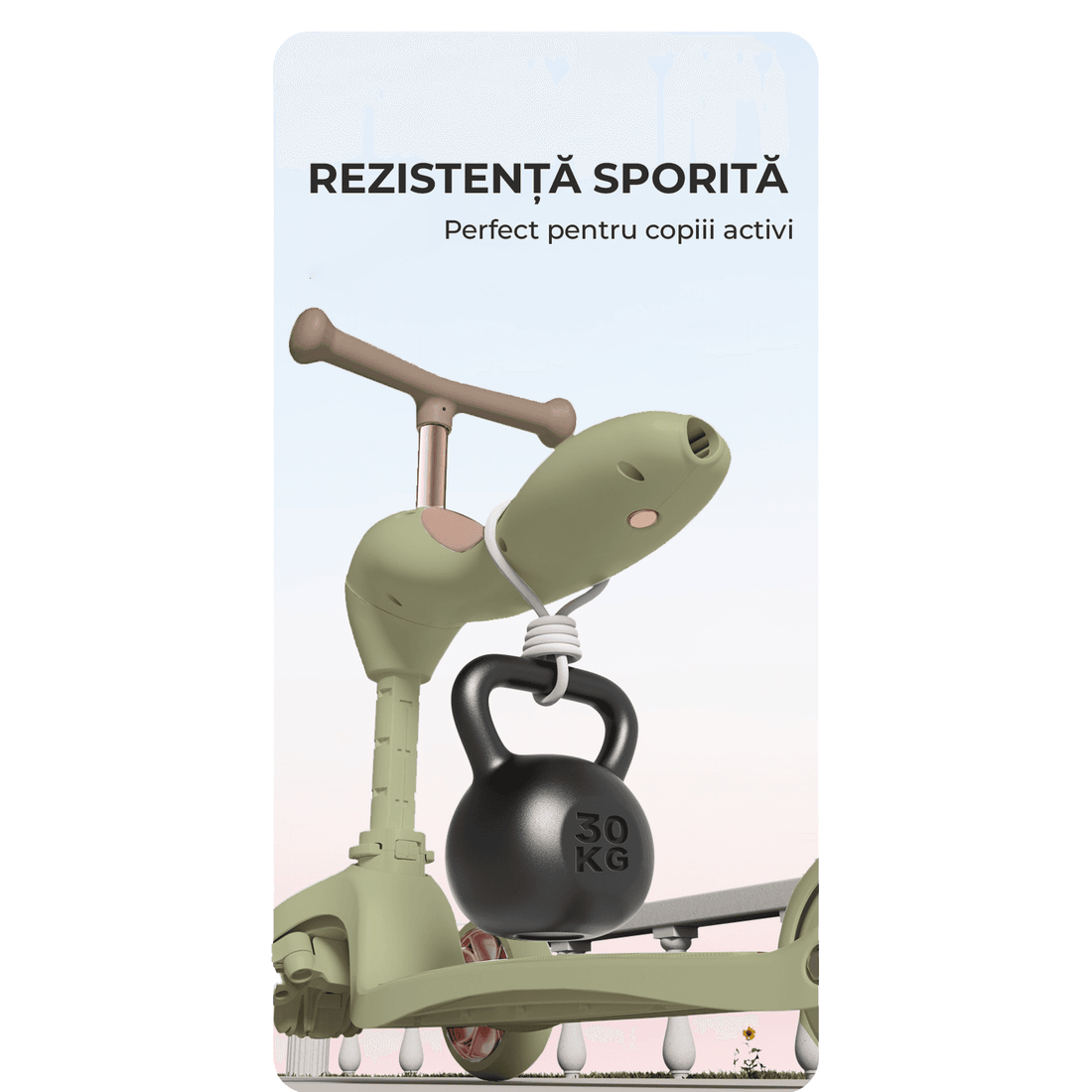 Trotinetă Copii 2 în 1 cu Șezut, Roți Luminoase, 1-5 Ani, 33 kg, Alb